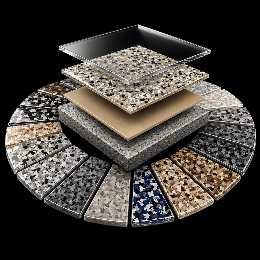 PRVN Flake System floor coating sample